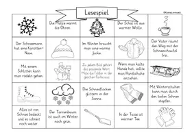 Vorschau - Arbeitsblätter - Lesespiel zum Thema Winter, Klasse 2 - Seite 1