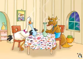 Vorschau - Arbeitsblätter - Fuchs und Storch/Kamishibai/Erzähltheater/Fabel/Tafelbilder - Deckblatt