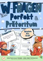 Vorschau - Arbeitsblätter - W-Fragen: im Perfekt & Präteritum über den Winter sprechen - Deckblatt
