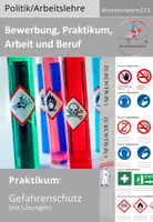 Vorschau - Arbeitsblätter - Praktikum-Gefahrenschutz (mit Lösungen), Verbotszeichen, Gebotszeichen, Rettungszeichen, Gefahrstoffe unterscheiden - Deckblatt