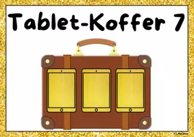 Vorschau - Stationenlernen - Tablet-Koffer 7 gold, Plakat - Deckblatt