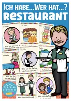 Vorschau - Spiele - im Restaurant / Essen gehen Deutsch "Ich habe ... wer hat ... ? Spiel - Deckblatt