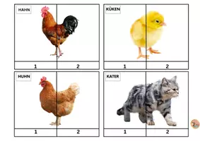Vorschau - Arbeitsblätter - Tierpuzzle für Kinder | Haustiere, Wildtiere & Meerestiere - Seite 1