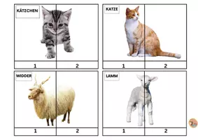Vorschau - Arbeitsblätter - Tierpuzzle für Kinder | Haustiere, Wildtiere & Meerestiere - Seite 3