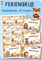 Vorschau - Anderer Materialtyp - Feriengruß Herbstferien, Tiere im Herbst - Deckblatt
