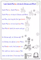 Vorschau - Stundenentwürfe - Sankt Martin ritt durch Schnee und Wind – Liederarbeitung Klasse 1-2 ARBEITSBLÄTTER - Seite 1