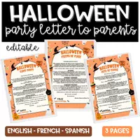 Vorschau - Lehrpläne/Lehrermaterial - Editierbarer Halloween Partybrief Französisch Spanisch,Englisch - Deckblatt