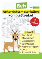 Vorschau - Arbeitsblätter - Reh Komplettpaket - mit Lesetext, Steckbrief, Lückentext, Suchsel, Quiz und Ausmalbildern - Deckblatt
