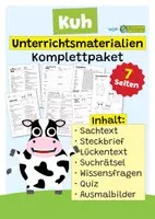 Vorschau - Mal- und Bastelvorlagen - Kuh Komplettpaket - mit Lesetext, Steckbrief, Lückentext, Suchsel, Quiz und Ausmalbildern - Deckblatt