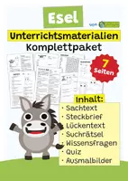 Vorschau - Mal- und Bastelvorlagen - Esel Komplettpaket - mit Lesetext, Steckbrief, Lückentext, Suchsel, Quiz und Ausmalbildern - Deckblatt
