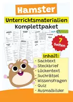 Vorschau - Arbeitsblätter - Hamster Komplettpaket - mit Lesetext, Steckbrief, Lückentext, Suchsel, Quiz und Ausmalbildern - Deckblatt