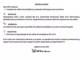 Vista previa - Refuerzo / NEE / Materiales de apoyo - LLAVERO MULTIPLICACIONES ANIMALES - página 2