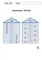Vorschau - Arbeitsblätter - 40 Arbeitsblätter Rechenhäuser Plus/Minus-ZR 100/mit Lösung - Deckblatt