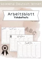 Vorschau - Arbeitsblätter - Vokabeltest Deutsch - Deckblatt