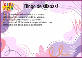 Vista previa - Hojas de trabajo - Bingo de sílabas - página 1