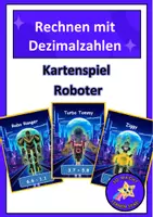 Vorschau - Spiele - Rechnen mit Dezimalzahlen - Kartenspiel Roboter - Deckblatt