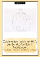 Vorschau - Mal- und Bastelvorlagen - Kunstprojekt für den Herbst; Kürbishäuser; Kunst Grundschule Herbst - Seite 1