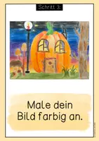 Vorschau - Mal- und Bastelvorlagen - Kunstprojekt für den Herbst; Kürbishäuser; Kunst Grundschule Herbst - Seite 3