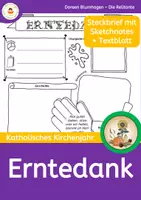 Vorschau - Arbeitsblätter - Erntedank (evangelisch): Arbeits- und Textblatt im Sketchnotes-Stil - Deckblatt