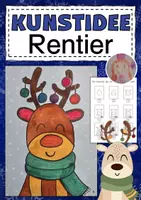 Vorschau - Mal- und Bastelvorlagen - Kunstidee Winter Rentier im Schnee - Deckblatt