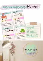 Vorschau - Spiele - Lesespiel zusammengesetzte Nomen Ich habe wer hat ? Deutsch Lesekette - Deckblatt