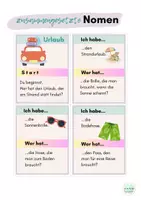 Vorschau - Spiele - Lesespiel zusammengesetzte Nomen Ich habe wer hat ? Deutsch Lesekette - Seite 1