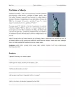 Vorschau - Arbeitsblätter - The Statue of Liberty – Text with questions - Deckblatt
