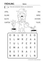 Vorschau - Arbeitsblätter - Wortsuche im Buchstabengitter Frühling Kl. 1./2. - Seite 1