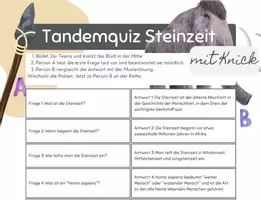 Vorschau - Spiele - Tandemquiz Steinzeit - 5. Klasse - kooperatives Üben - Seite 1