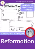 Vorschau - Arbeitsblätter - Reformationstag: Arbeitsblatt und Textblatt im Sketchnotes-Stil - Deckblatt