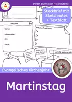 Vorschau - Arbeitsblätter - Martinstag - Sankt Martin - (evangelisch): Arbeitsblatt und Text im Sketchnotes-Stil - Deckblatt