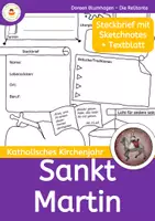 Vorschau - Arbeitsblätter - Sankt Martin - (katholisch): Arbeitsblatt und Text im Sketchnotes-Stil - Deckblatt
