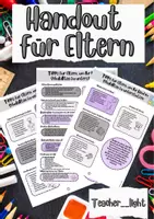Vorschau - Arbeitsblätter - Handout für Eltern/ Elternarbeit/Classroommanagement/Tipps - Deckblatt