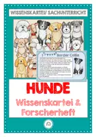 Vorschau - Stationenlernen - Wissenskartei: Hunde mit Forscherheft und Steckbrief. Abschreiben & Lesen - Deckblatt