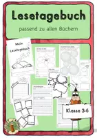 Vorschau - Arbeitsblätter - Lesetagebuch Lesejournal Vorlagen Deutsch für alle Bücher - Deckblatt