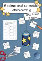Vorschau - Arbeitsblätter - FREEBIE: Rechne und schneide - Laternenumzug (2.Klasse) - Deckblatt