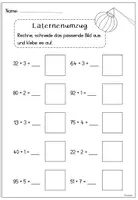 Vorschau - Arbeitsblätter - FREEBIE: Rechne und schneide - Laternenumzug (2.Klasse) - Seite 1