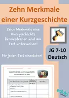 Vorschau - Arbeitsblätter - Zehn Merkmale einer Kurzgeschichte: Arbeitsblatt, für alle Texte einsetzbar (Klasse 6-10) - Deckblatt