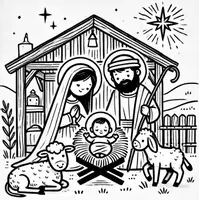 Vorschau - Mal- und Bastelvorlagen - Ausmalbild zur Krippe (Weihnachtsgeschichte) - Deckblatt