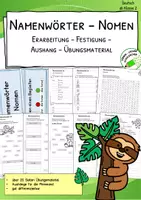 Vorschau - Arbeitsblätter - Namenwörter und Nomen – Übungsmappe ab Klasse 2 - Deckblatt