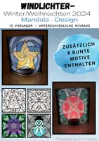 Vorschau - Mal- und Bastelvorlagen - Windlichter - Winter/Weihnachten 2024 Mandala-Design - Deckblatt