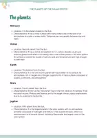 Aperçu - Fiches - Les Planètes du Système Solaire en anglais - Page 1