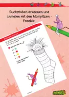 Vorschau - Arbeitsblätter - Buchstaben erkennen und anmalen mit den Mompitzen - Freebie - Deckblatt