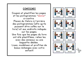 Aperçu - Feuilles d'exercices - Livre Adapté en CAA, Mot de base Donner - Page 1
