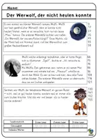 Vorschau - Arbeitsblätter - Leseübung mit Werwolf-Geschichte: Lesen mit Fragenkarten - Seite 1