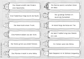 Vorschau - Arbeitsblätter - HALLOWEENsätze - Satz des Tages Klasse 3 - 6 - zum Lesen, Sätze bilden, Grammatik, Rechtschreiben - Seite 1