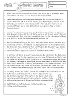 Vorschau - Arbeitsblätter - Sankt Martin Lesetext, Leseaufgabe Religionsunterricht Leseverstehen Klasse 3, 4, 5 - Seite 1