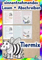 Vorschau - Unterrichtsreihen - Sinnentnehmendes Lesen und Abschreiben: Schütteltext aus je 2 Tieren (D-A-CH, in 2 verschiedenen Lineaturen) - Deckblatt