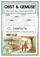 Vorschau - Arbeitsblätter - OBST UND GEMÜSE Lesetext (Wochenlesehausübung) - Deckblatt