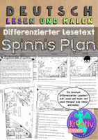 Vorschau - Arbeitsblätter - Lesen und Malen Halloween - Spinnis Plan #huhuhalloween - Deckblatt